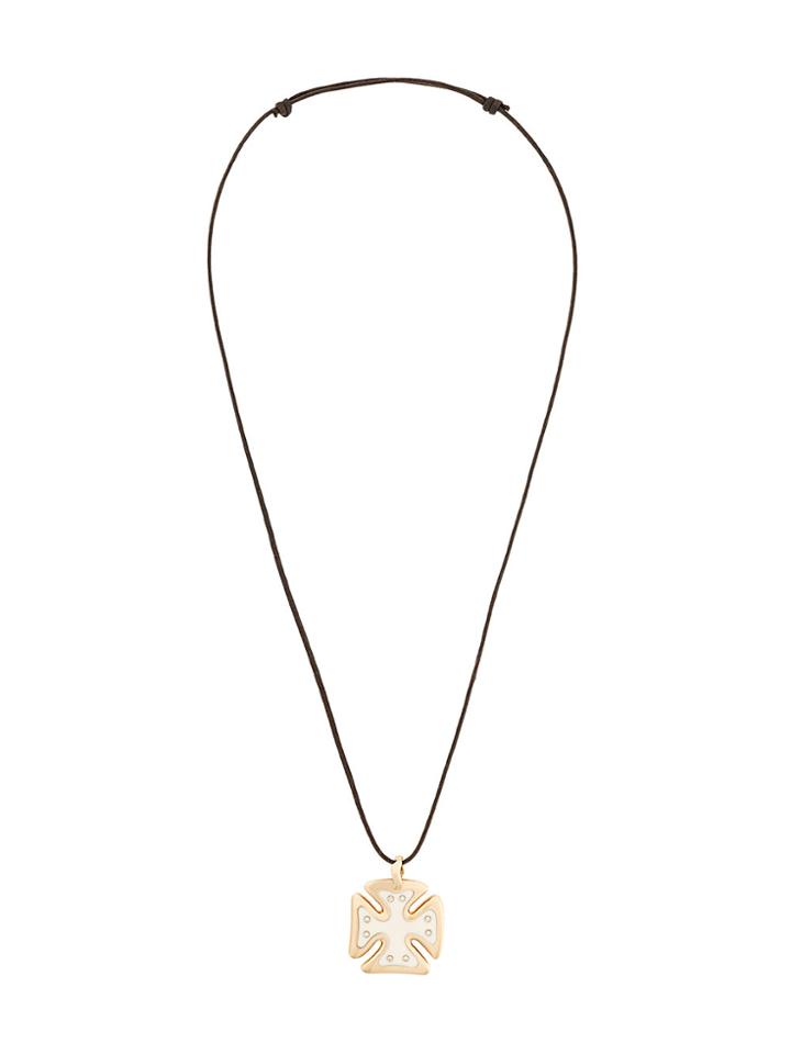 Gavello Maltese Cross Pendant String Necklace - Metallic