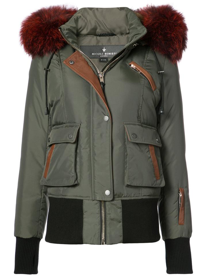 Nicole Benisti Fordham Fox Fur Trim Coat - Green