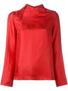 Each X Other Pinstriped Blouse, Women's, Size: Large, Red, Silk