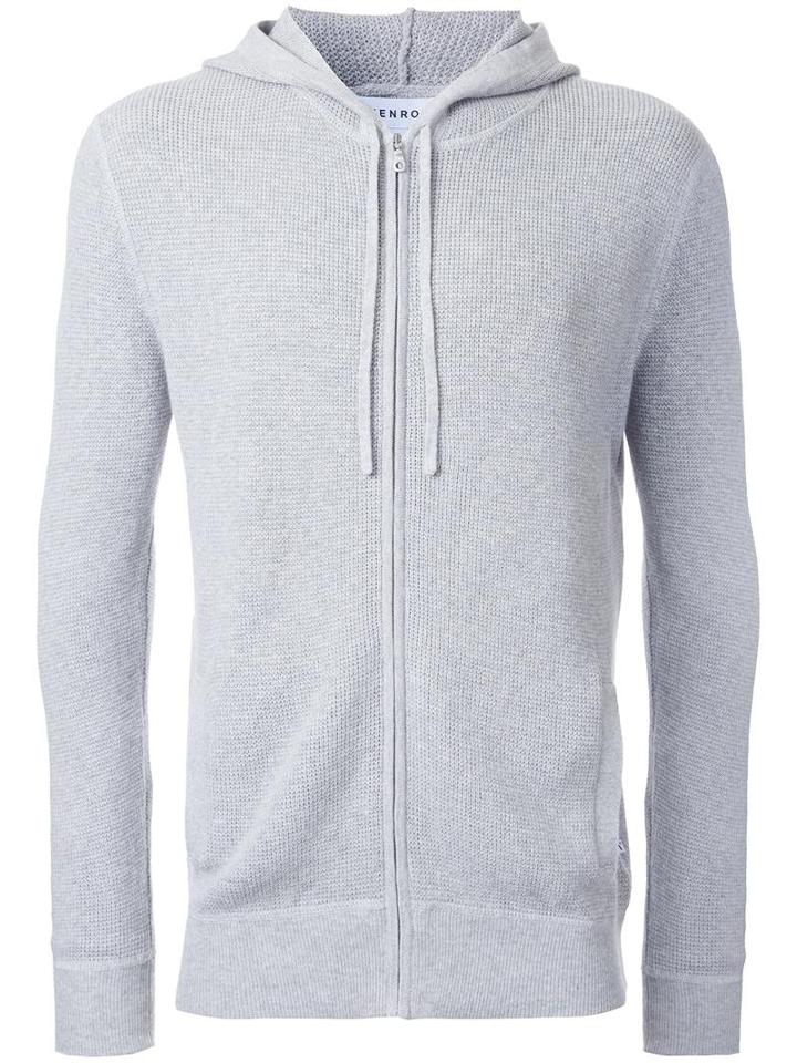 Venroy Zipped Knitted Hoodie, Men's, Size: Xl, Grey, Cotton/cashmere