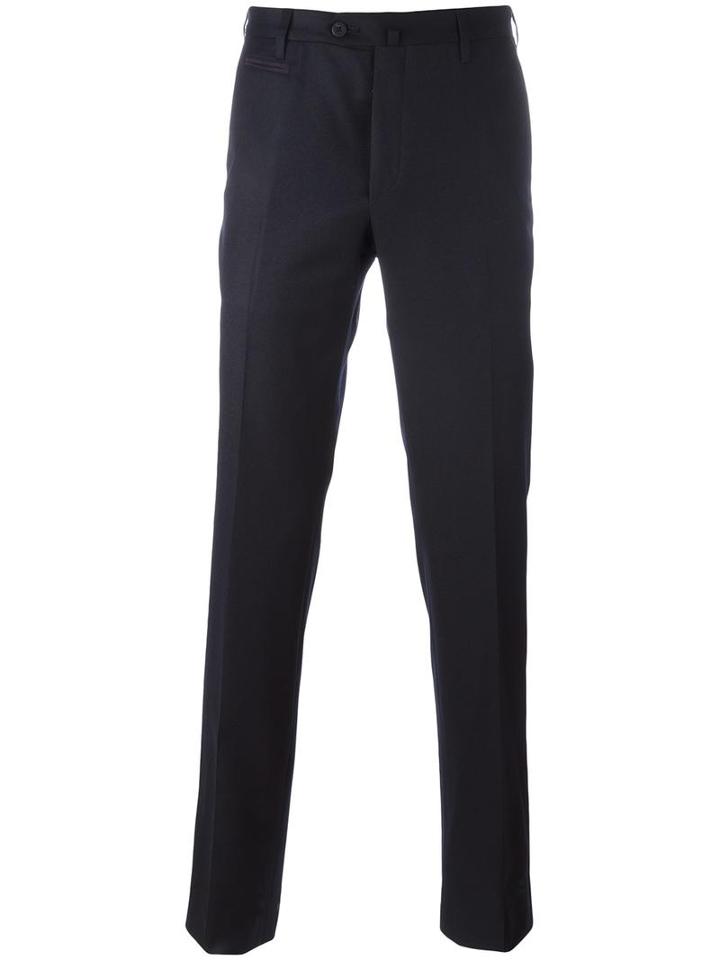 Corneliani Classic Tailored Trousers, Men's, Size: 58, Blue, Virgin Wool
