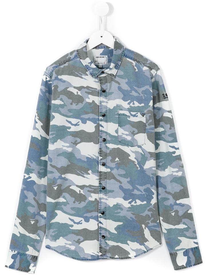 Zadig & Voltaire Kids Camouflage Print Shirt, Boy's, Size: 14 Yrs