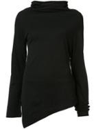 Yohji Yamamoto - 'black Black' Print Asymmetric T-shirt - Women - Cotton - 2, Black, Cotton