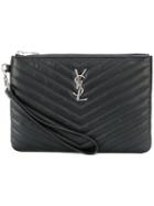 Saint Laurent - Monogram Wristlet Pouch - Women - Leather - One Size, Black, Leather