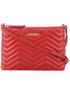 Twin-set - Embossed Zigzag Zips Clutch - Women - Leather - One Size, Red, Leather