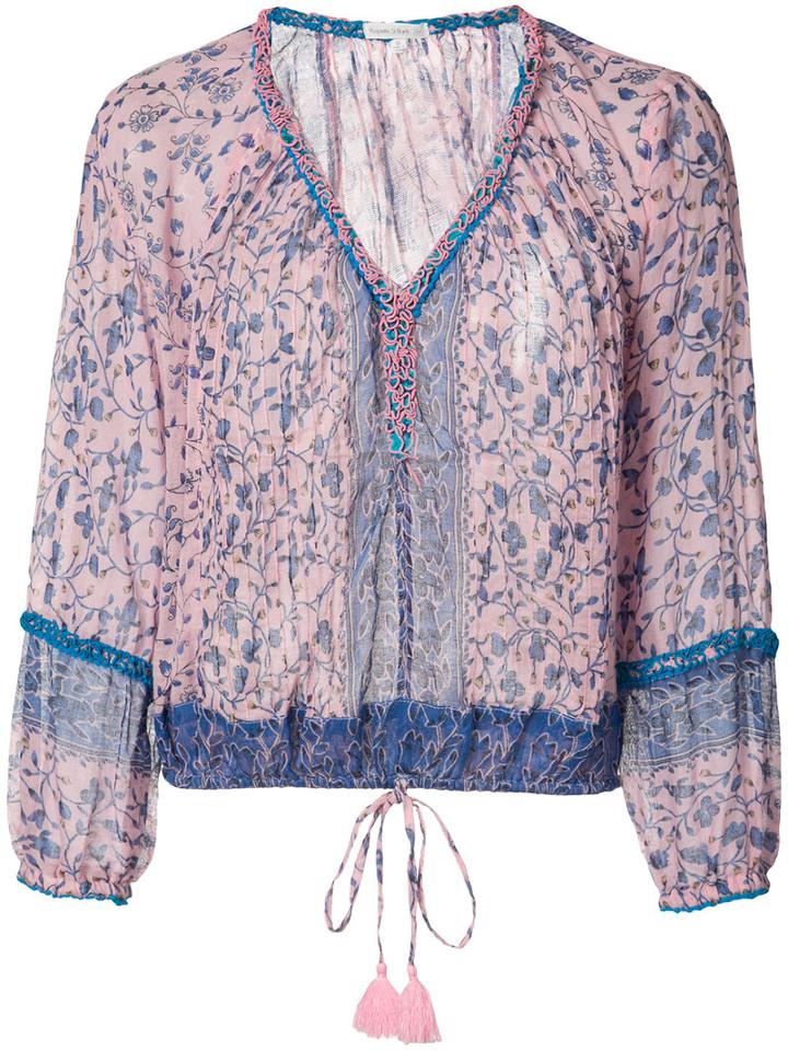 Poupette St Barth Floral-print Blouse, Women's, Size: Medium, Pink/purple, Cotton