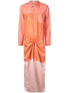Tome Long Shirt Dress With Knot - Orange