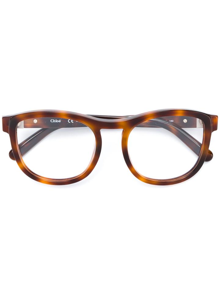Chloé Eyewear Tortoiseshell Round Glasses - Brown