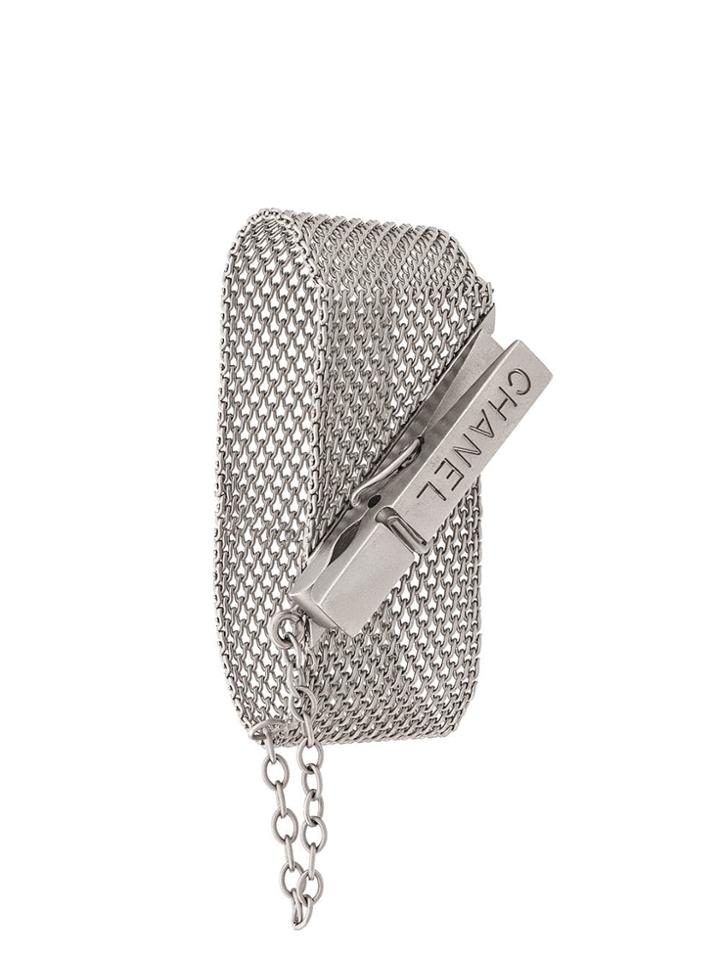 Chanel Vintage Clothes Peg Mesh Bracelet - Silver