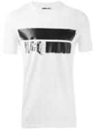 Mcq Alexander Mcqueen Stripe Logo Print T-shirt, Men's, Size: Small, White, Cotton