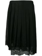 No21 Lace Trim Pleated Skirt - Black