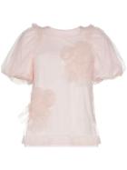 Simone Rocha Floral-embellished Tulle T-shirt - Pink