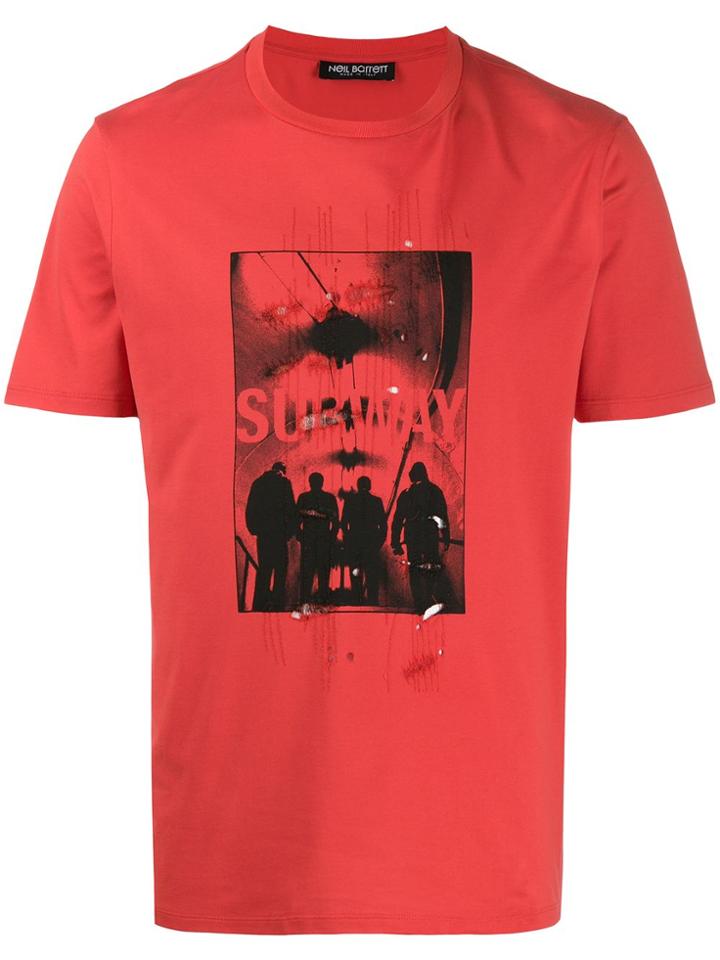 Neil Barrett Subway Destroyed T-shirt - Red