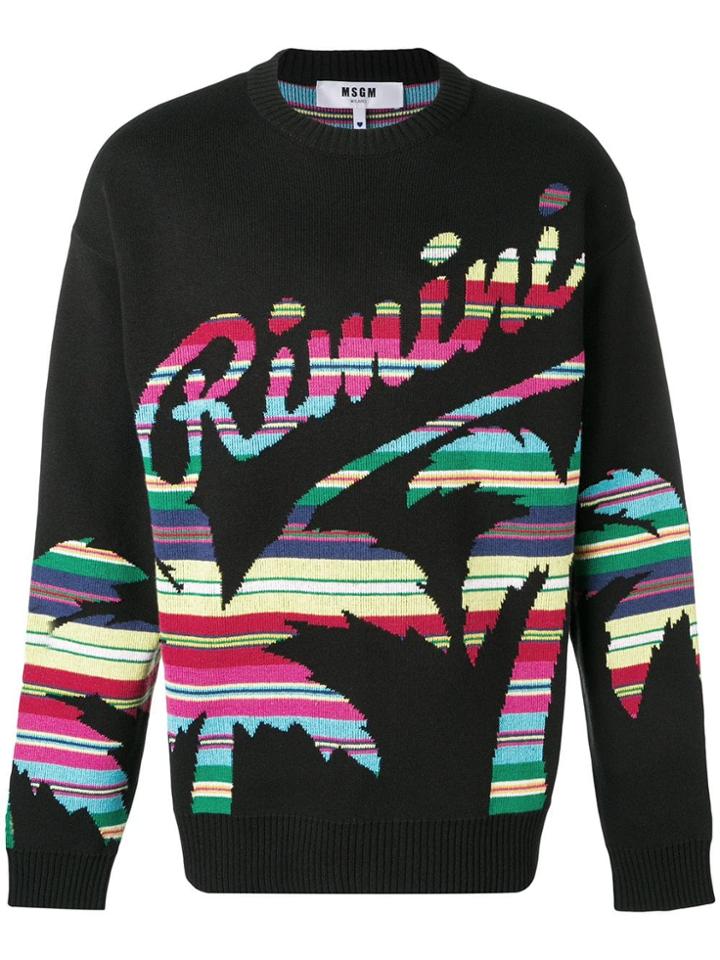 Msgm Rimini-intarsia Jumper - Black