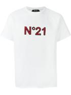 No21 Appliqué Logo T-shirt, Men's, Size: Xl, White, Cotton