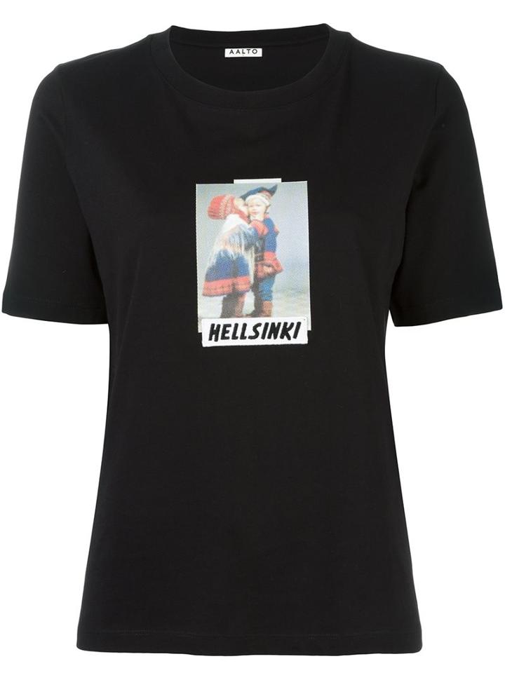 Aalto Hellsinki Print T-shirt, Women's, Size: 34, Black, Cotton