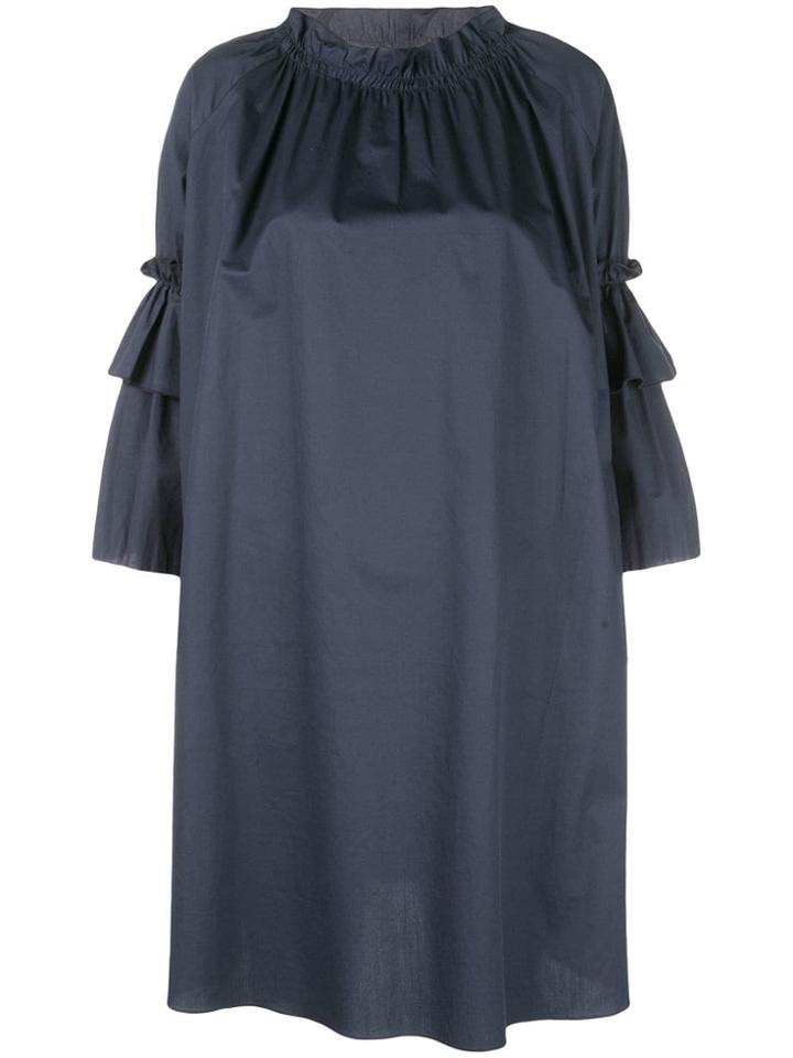 Cynthia Rowley Eden Smocked Ruffle Neck Mini Dress - Blue