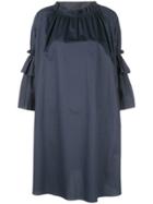Cynthia Rowley Eden Smocked Ruffle Neck Mini Dress - Blue