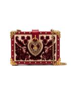Dolce & Gabbana Heart Lock Embellished Velvet Box Bag - Red