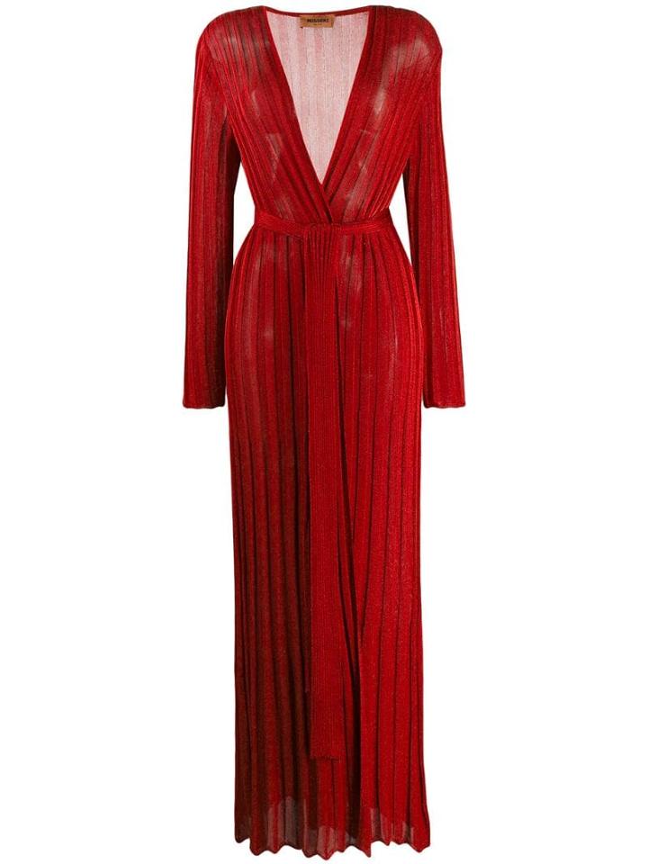 Missoni Pleated Wrap Dress - Red