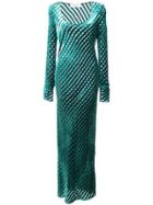 Dvf Diane Von Furstenberg Velvet Panel Maxi Dress - Green