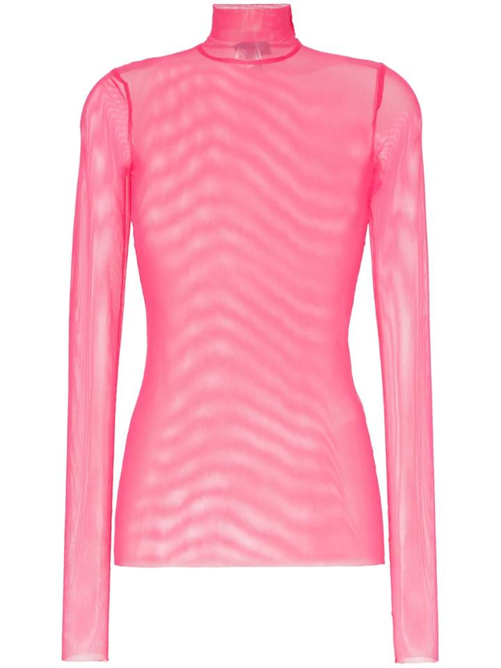 We11done High Neck Mesh T-shirt - Pink