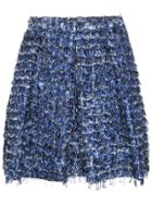 Proenza Schouler Fringed Pleated Mini Skirt - Blue