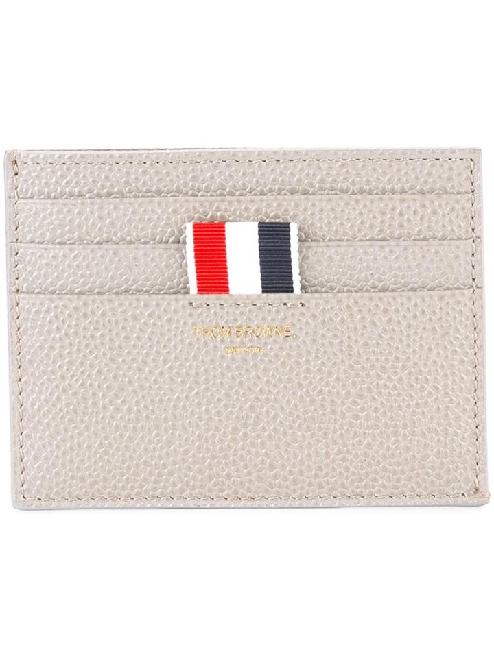 Thom Browne Card Holder With Note Compartment In Grey Pebble Grain -