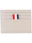 Thom Browne Card Holder With Note Compartment In Grey Pebble Grain -