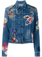Saint Laurent - Floral Patch Denim Jacket - Women - Cotton - M, Blue, Cotton
