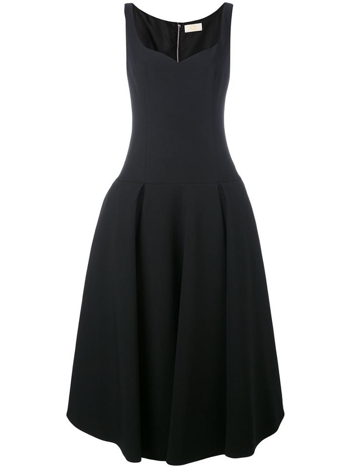 Sara Battaglia - Flared Midi Dress - Women - Cotton/polyamide/spandex/elastane - 40, Black, Cotton/polyamide/spandex/elastane
