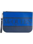 Alexander Mcqueen Logo Zipped Clutch - Blue