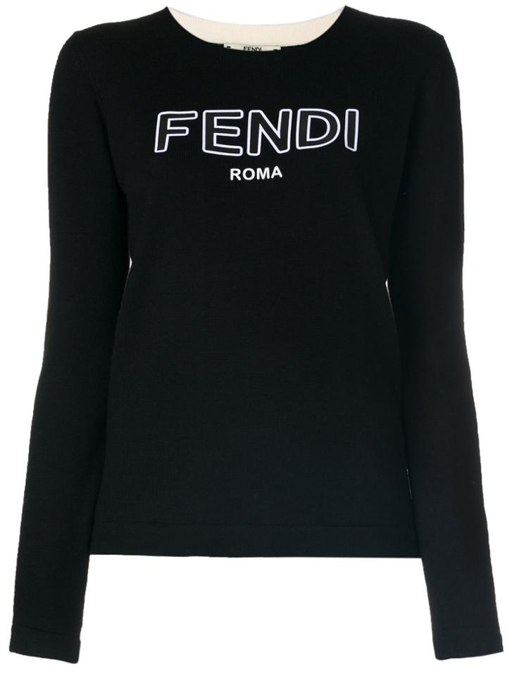 Fendi Logo Crew Neck Pullover - Black
