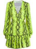 Off-white Neon Snake Print Dress - Yellow