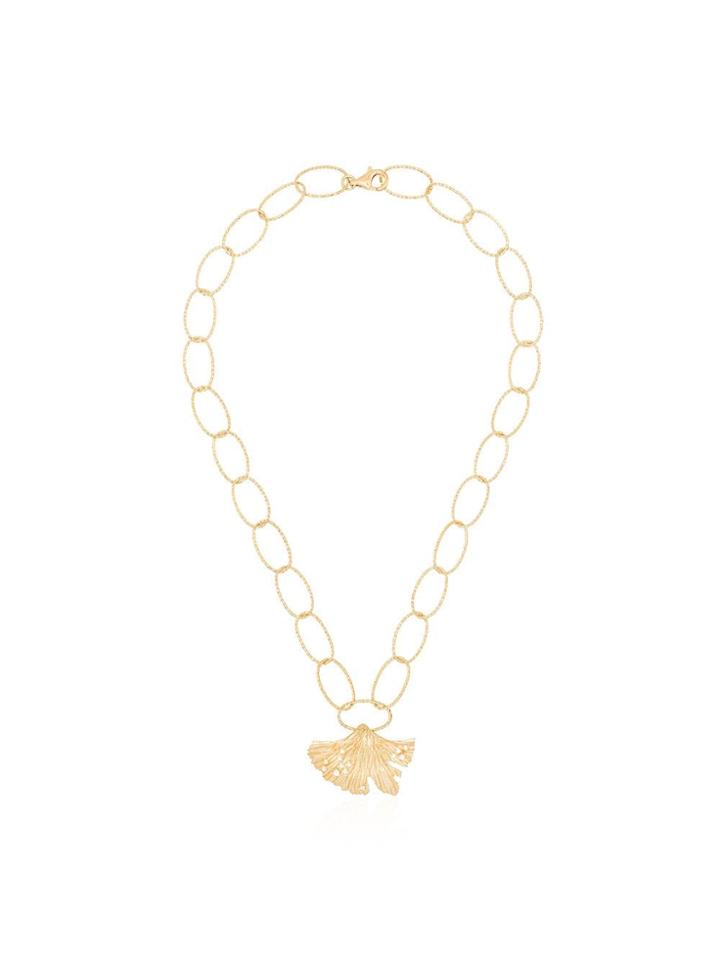 Apples & Figs 24kt Gold Vermeil Allegory Of Hope Leaf Necklace -