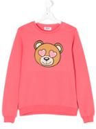 Moschino Kids Heart Eyed Teddy Sweatshirt - Pink & Purple
