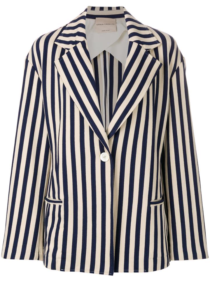 Erika Cavallini Striped Oversized Jacket - Blue