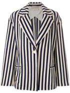 Erika Cavallini Striped Oversized Jacket - Blue