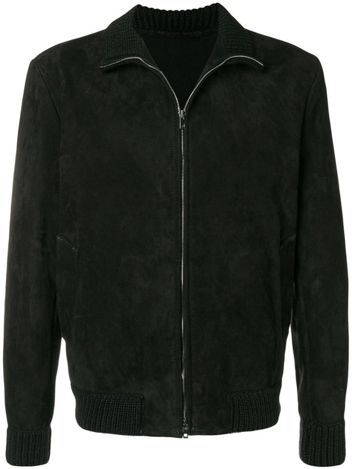 Salvatore Santoro Suede Bomber Jacket - Black
