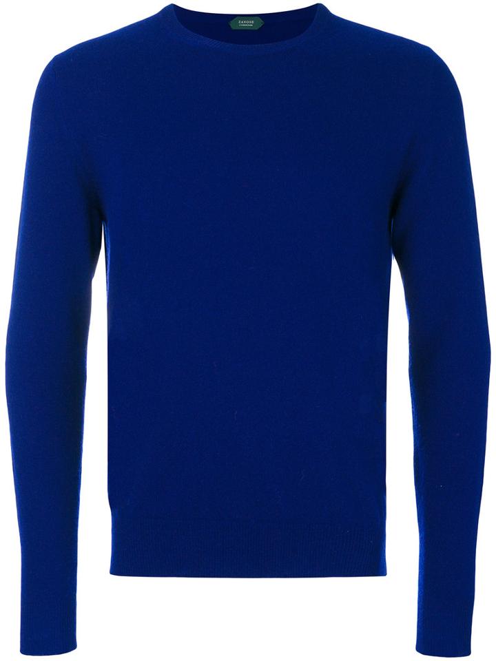 Zanone - Plain Sweatshirt - Men - Cashmere/virgin Wool - 46, Blue, Cashmere/virgin Wool