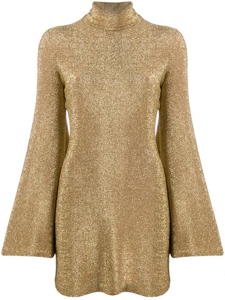 Sara Battaglia Metallic Gold Mini Dress