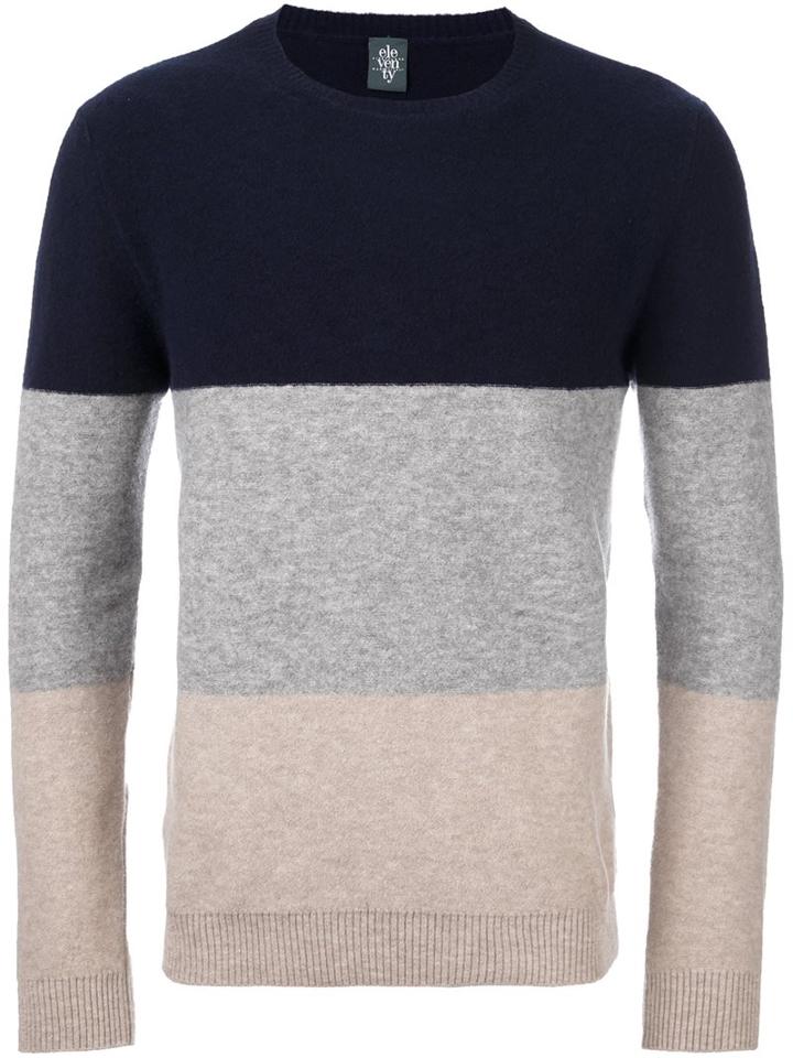 Eleventy Striped Crew Neck Jumper