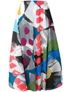Pleats Please By Issey Miyake Abstract Print Drape Skirt - Grey