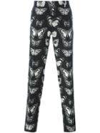 Alexander Mcqueen Moth Jacquard Trousers, Men's, Size: 50, Black, Cotton/polyester/acetate/wool
