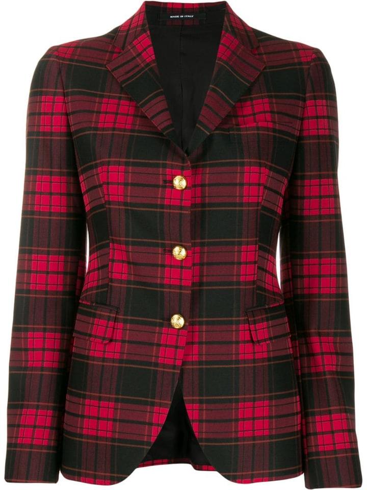 Tagliatore Checked Button Jacket - Red