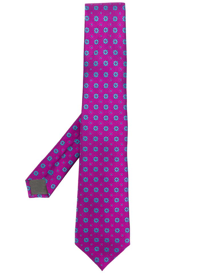 Canali Classic Print Tie - Pink & Purple
