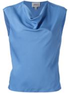 Armani Collezioni Draped Neck Top, Women's, Size: 46, Blue, Silk/spandex/elastane