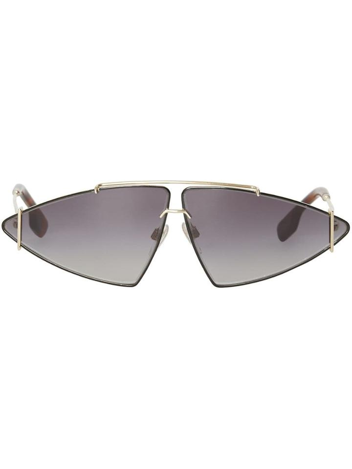 Burberry Gold-plated Triangular Frame Sunglasses - Black