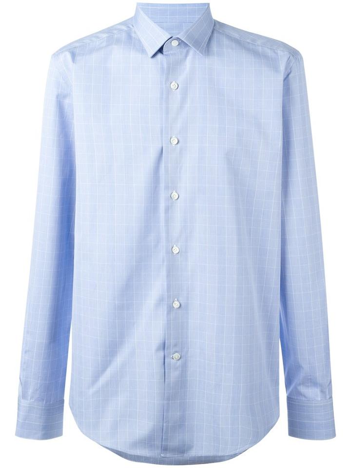 Lanvin Checked Dress Shirt, Size: 41, Blue, Cotton