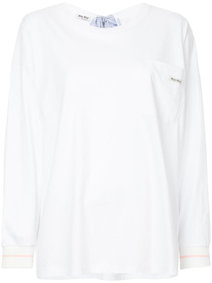 Miu Miu Long Sleeved Logo T-shirt - White
